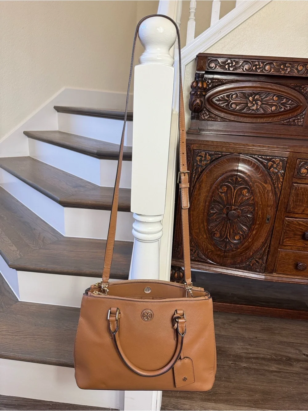 Tory Burch  Robinson Saffiano Leather Satchel with Top Handles